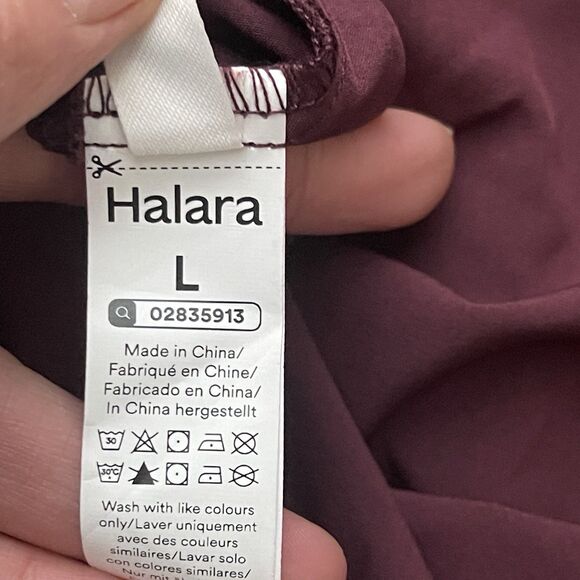 HALARA Breezeful Molded Cups Push Up Square Neck Maxi Dress Large Maroon NEW - Picture 11 of 12